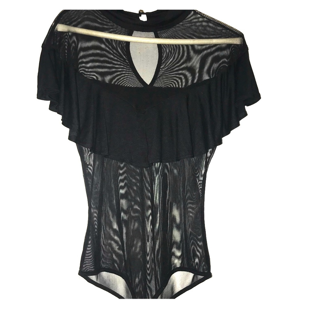 Black mesh top